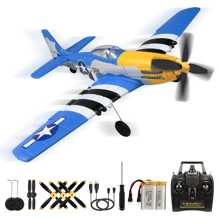 P51D Mustang RC Flugzeug, 2,4Ghz 4-Kanal Ferngesteuertes Flugzeug RTF Aerobatics Flugzeug Spielzeug