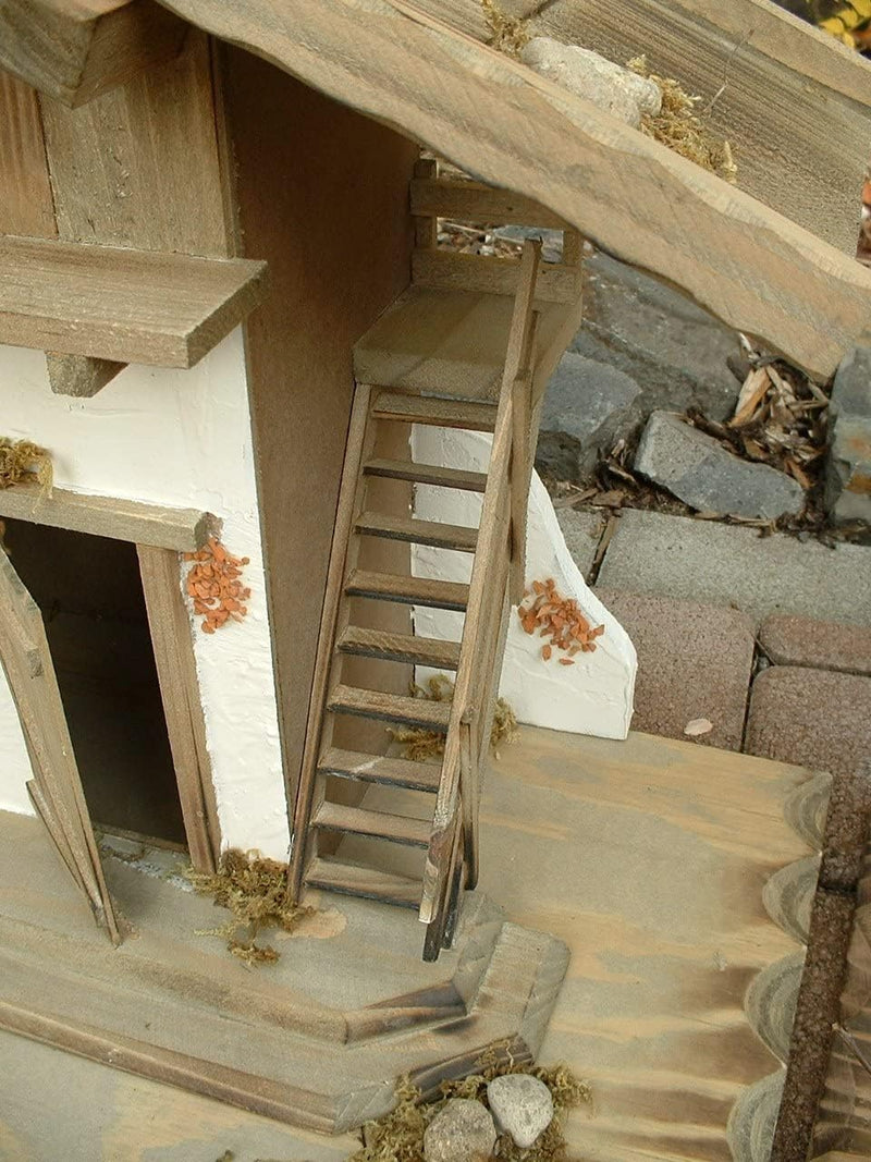 Unbekannt Grosses Krippenset Holzhaus 80cm + Haus 27cm + Krippen Zubehör mit Brunnen Holzhaufen Stal