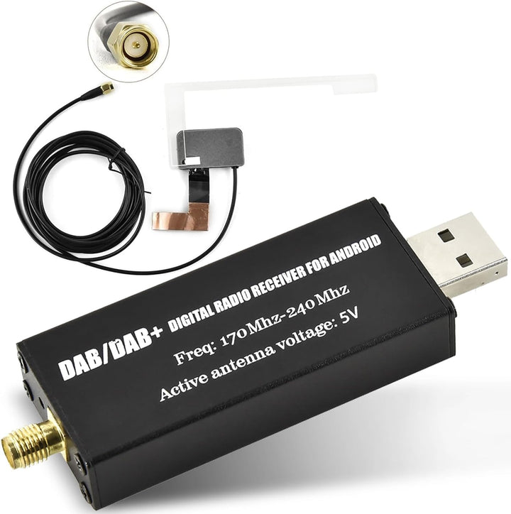 Hikity DAB/DAB+ Digital Adapter Tragbarer DAB+ Radio Tuner Empfänger mit Antenne+SMA Glass Antenne S
