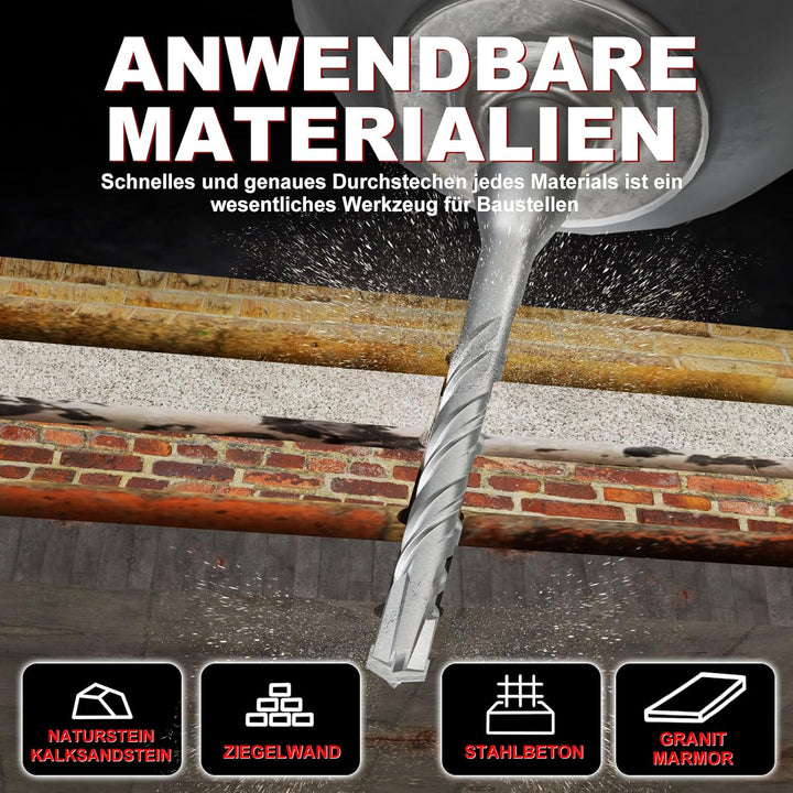 METOTY SDS Plus Bohrer 18mm×460mm，Steinbohrer,Hammerbohrer,Betonbohrer,Für Stein,Beton,Naturstein,Zi