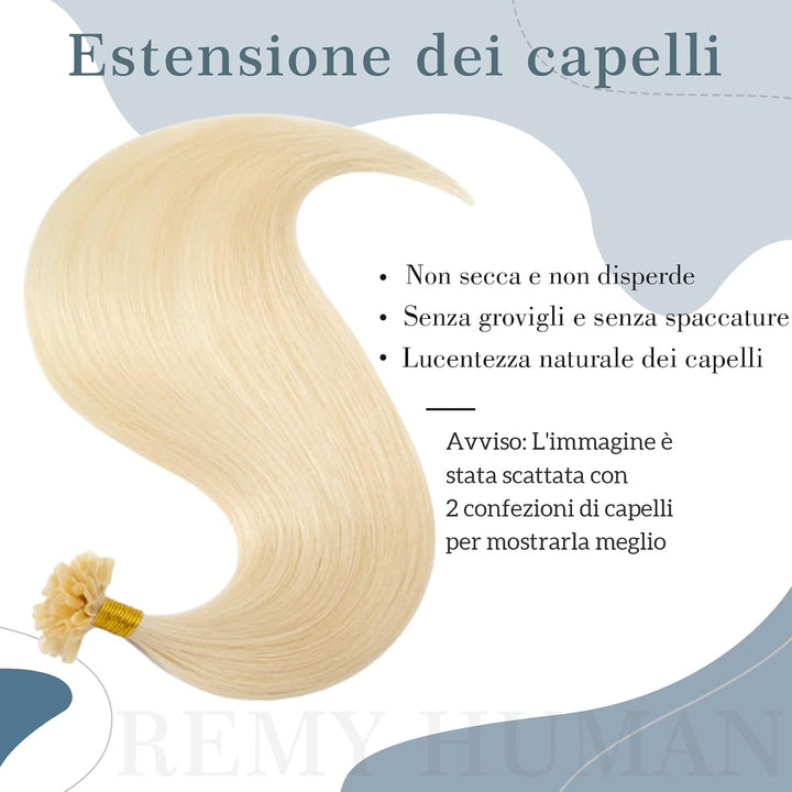 Bonding Extensions Echthaar Haarverlängerung Keratin U Tip 1g/Strähne 100g/Packung Günstig Natürlich