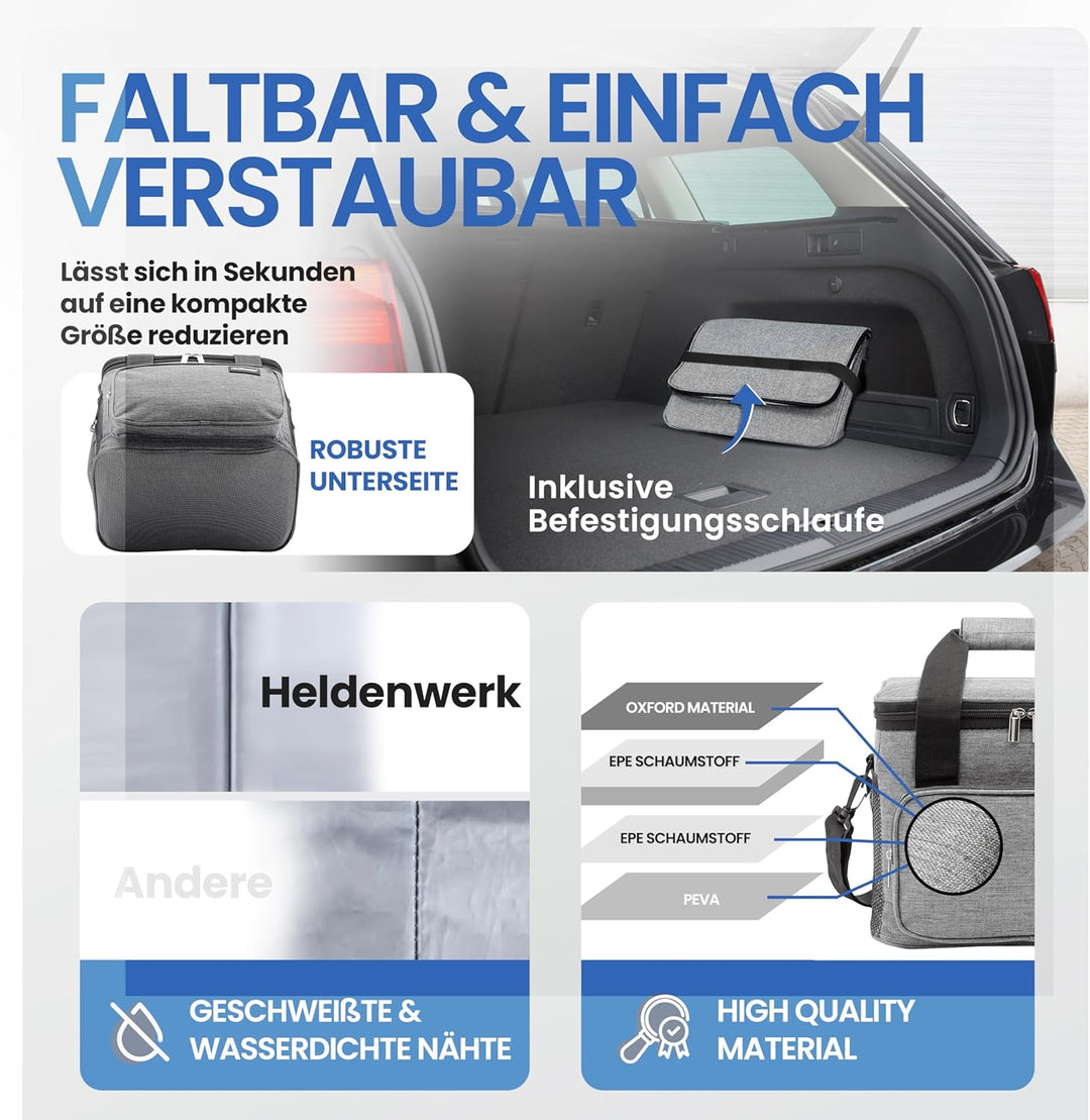 HELDENWERK Kühltasche klein & faltbar 10L, Isolierte Thermo Lunchtasche für Essen & Getränke, wasser
