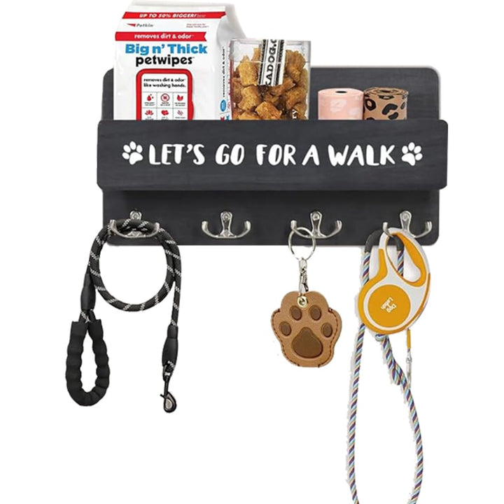 Hundegarderobe mit Ablage, Hundeleinenhalter Wand für Ordnen von Leinen und Zubehör, Wandhaken für H