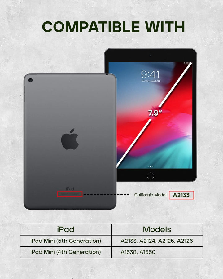 Porter Riley - Lederhülle für iPad Mini 5. Premium Echtleder Standhülle/Cover/Flip 7.9 Zoll Ausgabe