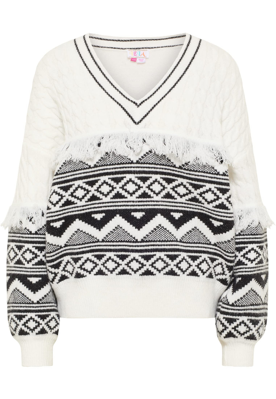 IZIA Damen Strick Pullover XL-XXL Wollweiss, XL-XXL Wollweiss