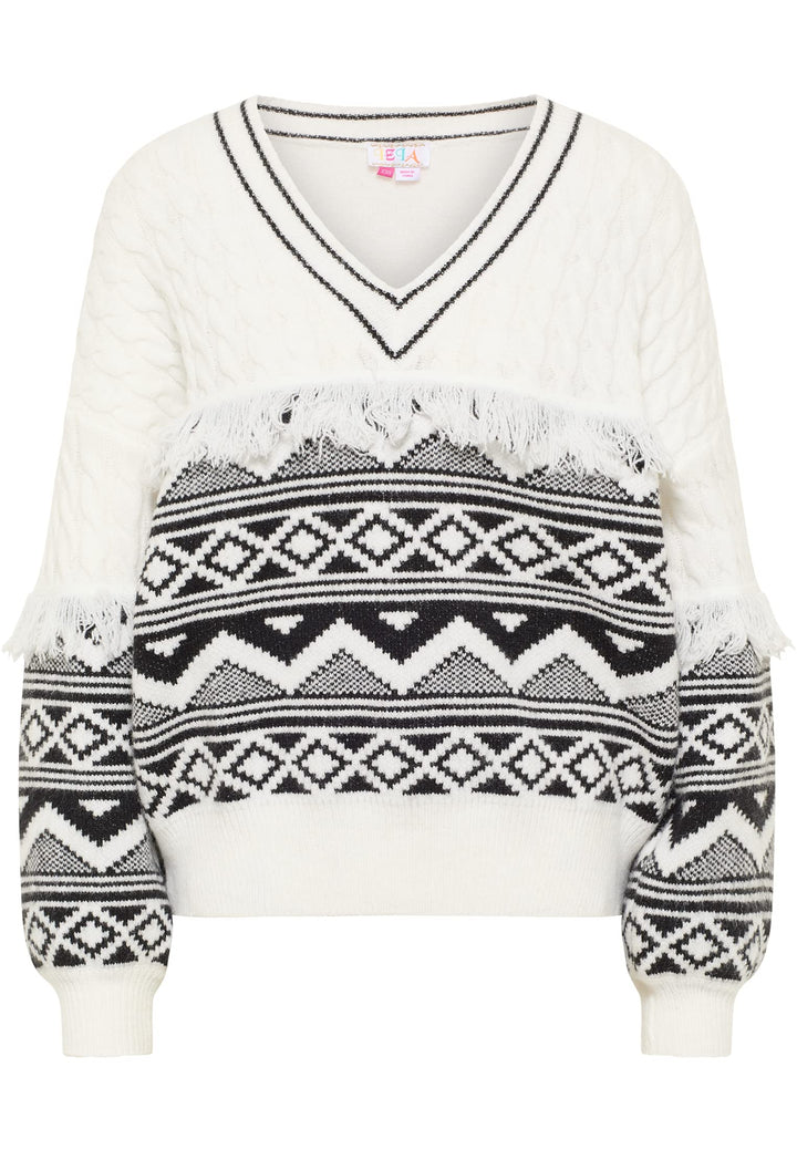IZIA Damen Strick Pullover XL-XXL Wollweiss, XL-XXL Wollweiss