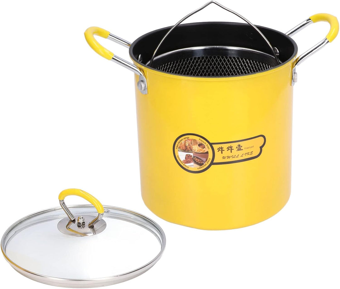 Mini Fritteuse 3L aus Edelstahl mit Ölfilter und Deckel, Abnehmbares Ölablaufnetz, Tiefe Bratpfanne