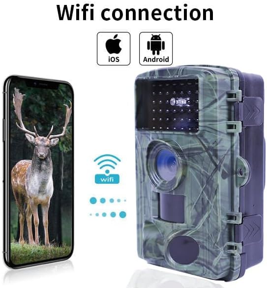 LMHOME Wildkamera mit Bewegungsmelder Nachtsicht - 4K 60MP Wildtierkamera WLAN mit 32GB SD Karte Han