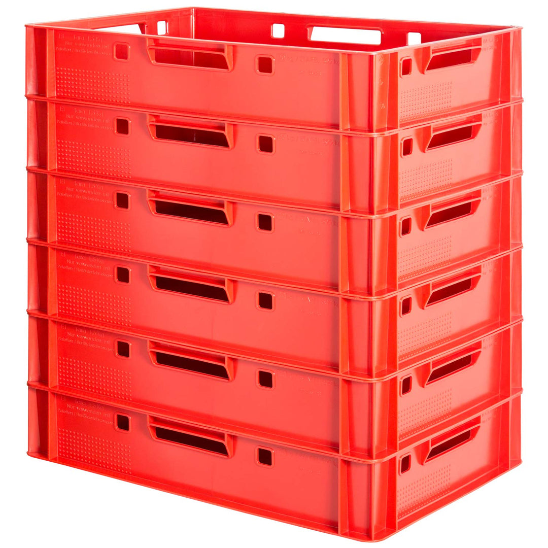 6 Stück E1 Fleischkisten Rot Kisten Eurobox Lebensmittelecht Metzgerkiste Box Aufbewahrungsbox Kunst