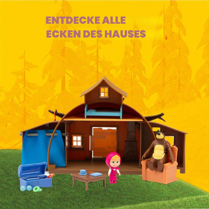Masha &amp; Michka, Haus des Michka, 2 Figuren im Lieferumfang enthalten und 15 Zubehörteile, Spielzeug