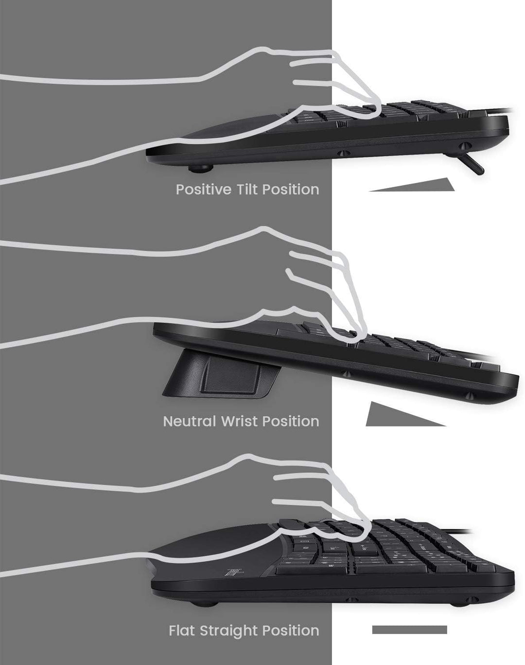 Perixx Periduo-505, kabelgebundene USB-Tastatur und vertikale Maus, Kombination mit Verstellbarer Ha