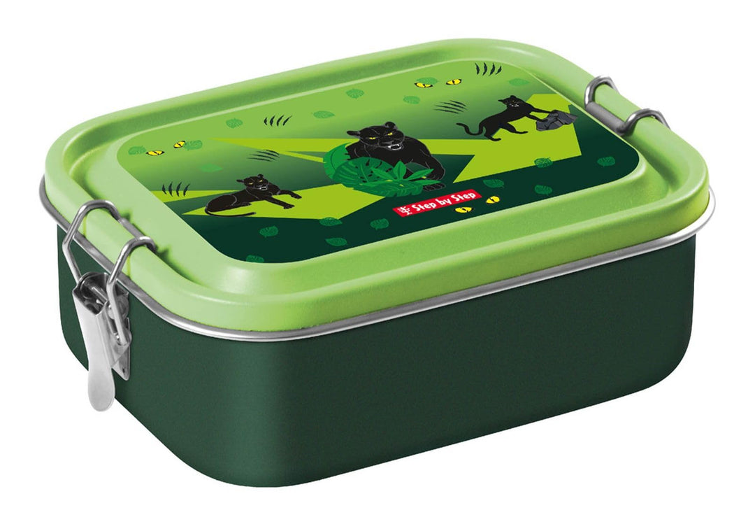 Step by Step Lunchbox Stainless Steel Black Cat grün