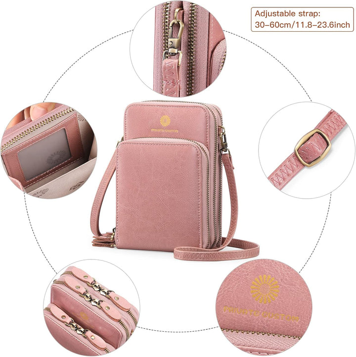 SENDEFN Handytasche zum Umhängen - Handy Umhängetasche Damen Handytasche Leder Handytasche mit Geldb