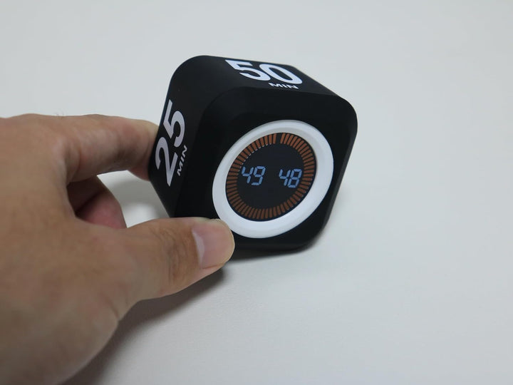 Drehbarer Würfel, visueller Timer, 5, 25, 10, 50 Minuten voreingestellt + benutzerdefinierter Countd