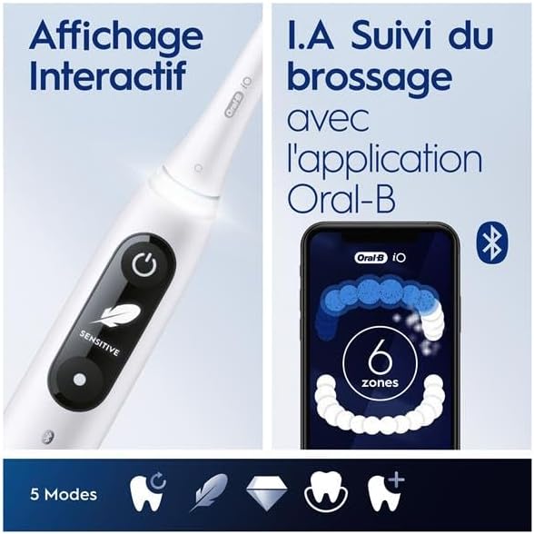 Oral-B Oral Health Center Munddusche mit Oxyjet-Technologie für Zahnreinigung, 2 Ersatzdüsen &amp; iO Se