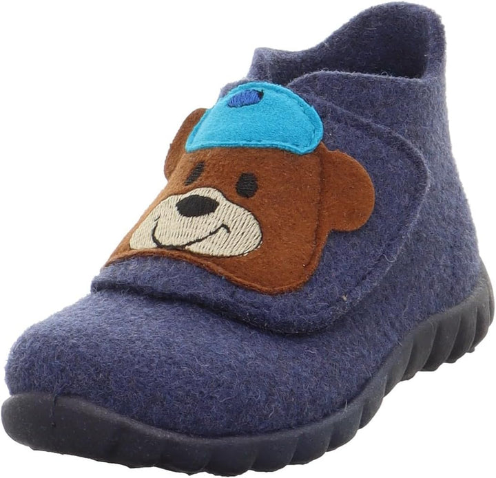 Superfit Baby-Jungen Happy Wollfilz Hausschuh 21 EU Blau 8030, 21 EU Blau 8030