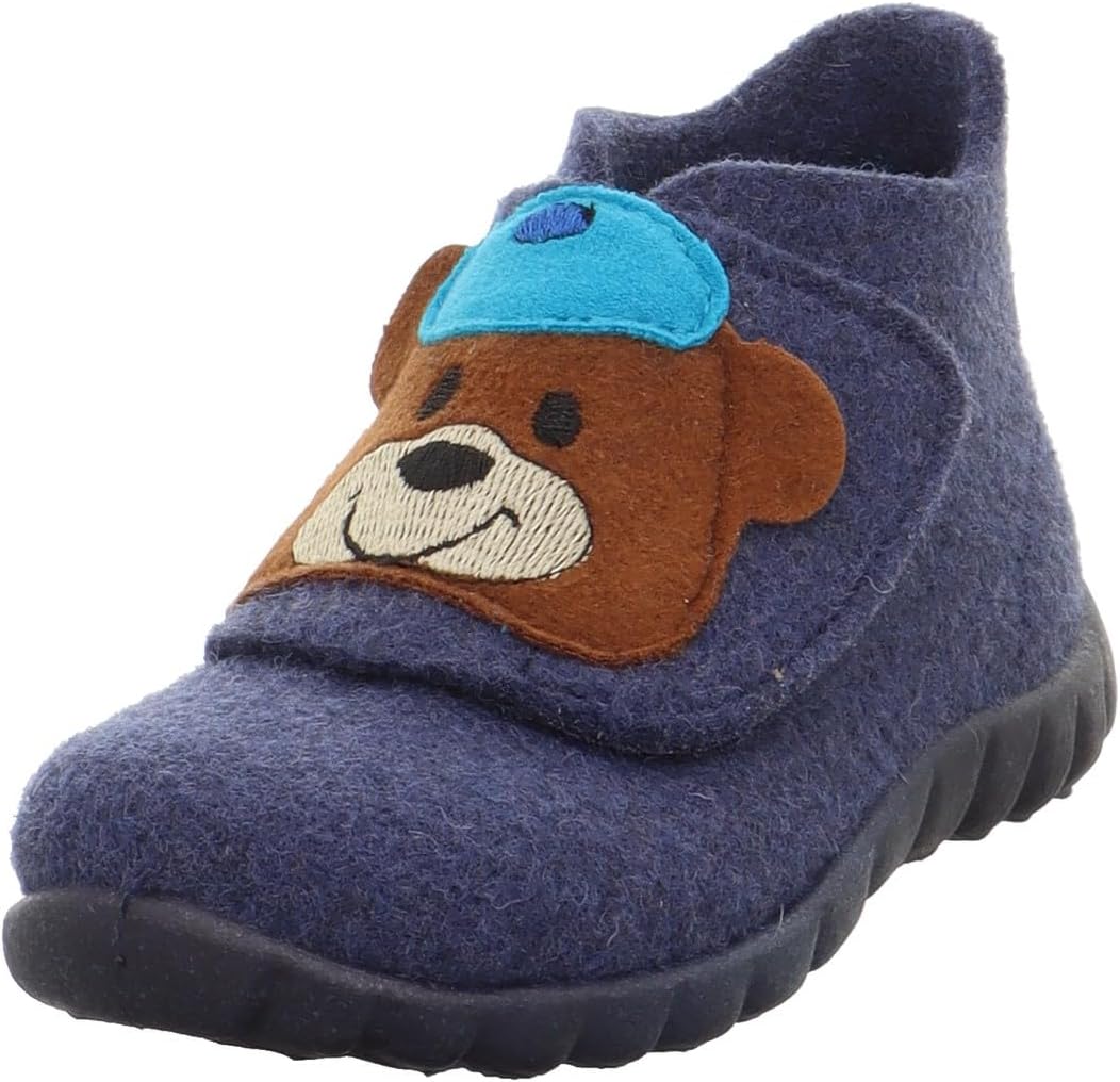 Superfit Baby-Jungen Happy Wollfilz Hausschuh 19 EU Blau 8030, 19 EU Blau 8030