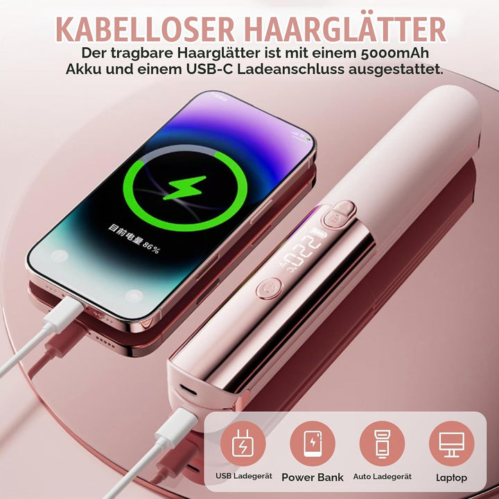 Mini Glätteisen, Air Haarglätter, Ionen Air Glätteisen, Tragbarer Reise-Haarglätter, LCD-Display, 16