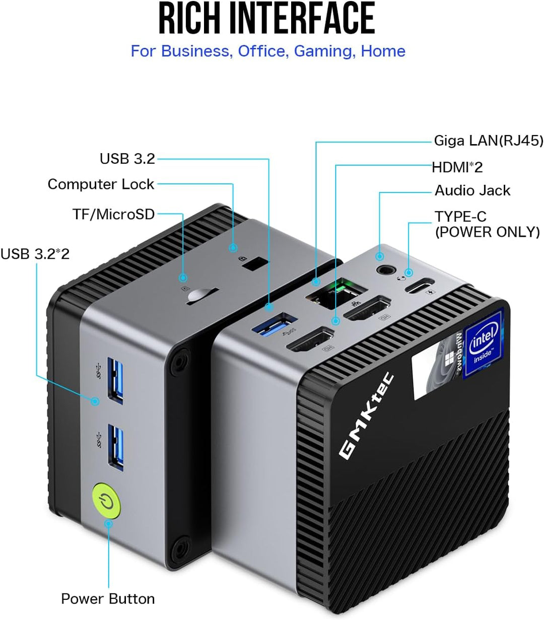GMKtec Mini PC N97 11 Pro Micro Desktop Computer, 12. Gen Intel N97 (bis zu 3.60GHz) 12GB DDR5+512GB