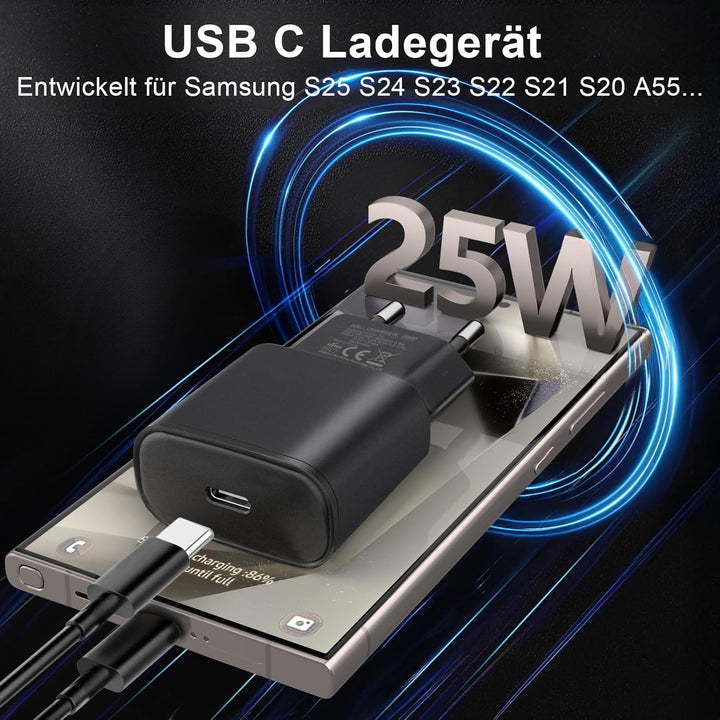 25W USB C Ladegerät Ladekabel für Samsung Galaxy S25 S24 S23 S22 S21 Ultra S20fe A56 A55 A54 A53 A52