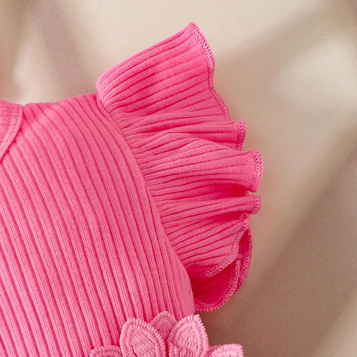 Neugeborenes Baby Mädchen Kleidung Sets Rüschen Kurzarm Tops Blumen Hosenträger Shorts mit Stirnband