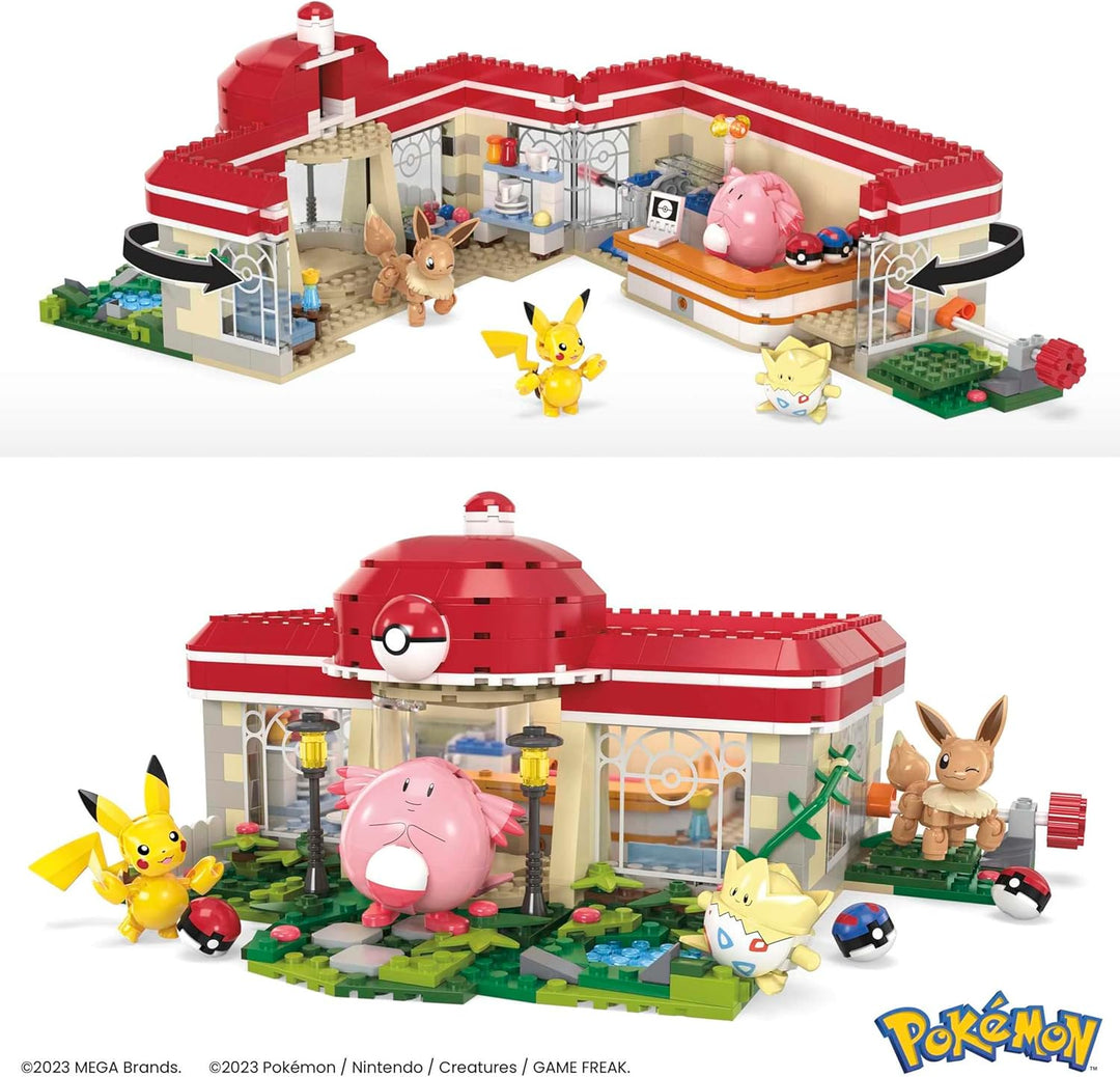 Mega Pokémon Bauset, 648 Teile, mit Pikachu, Chaneira, Evoli und Togepi, Bauspielzeug für Kinder und
