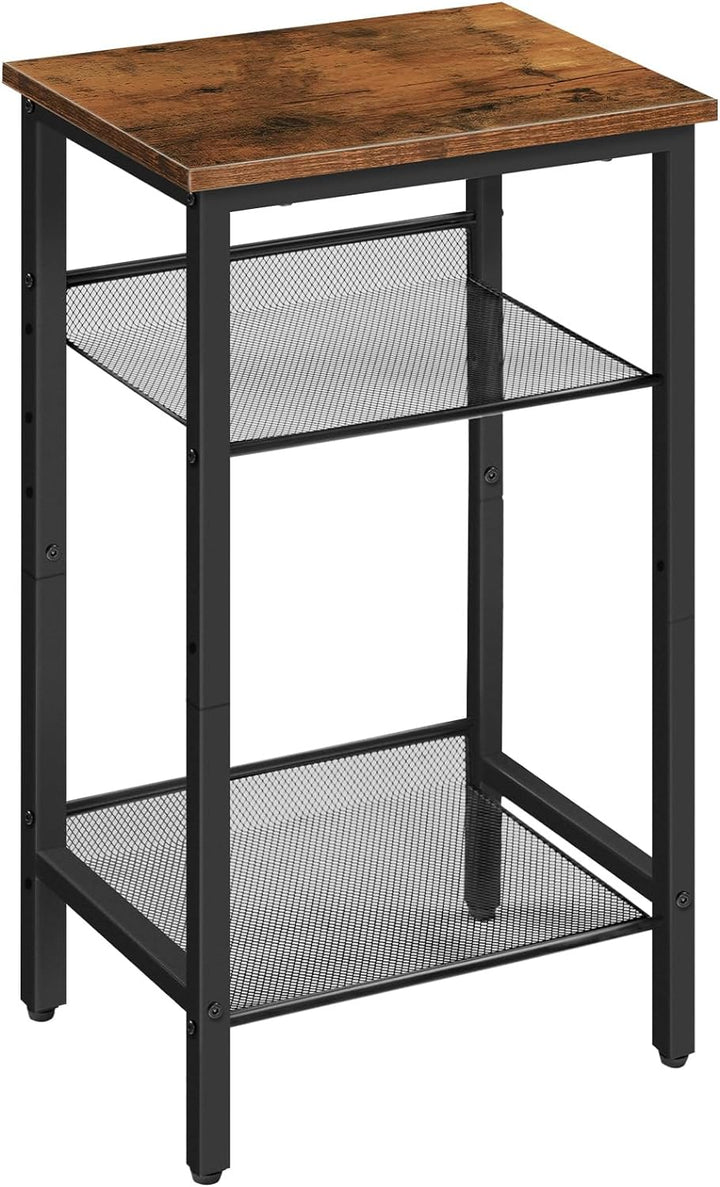 HOOBRO Beistelltisch, Telefontisch mit 2 verstellbaren Gitterablagen 45 x 35 x 75 cm, Sofatisch, Kaf