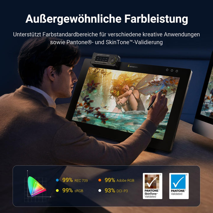 Xencelabs Pen Display 24 Grafiktablett 4K Professionelle 99% Adobe RGB Zeichenmonitor Zeichentablett