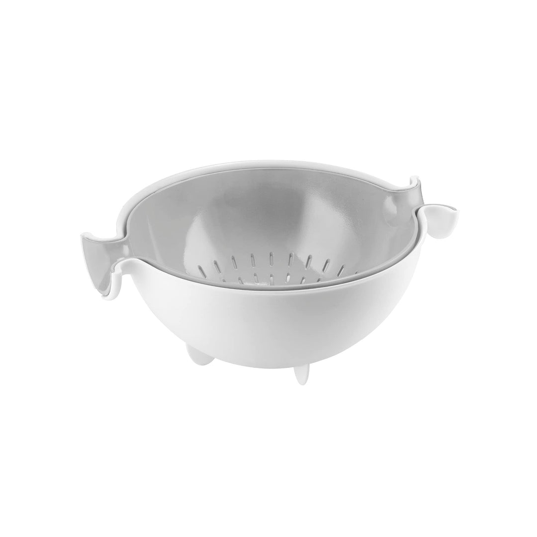 Guzzini - Kitchen Active Design, Set Abtropfsieb mit Behälter Spin&Drain - Grau, 30 x 25 x h12,5 cm