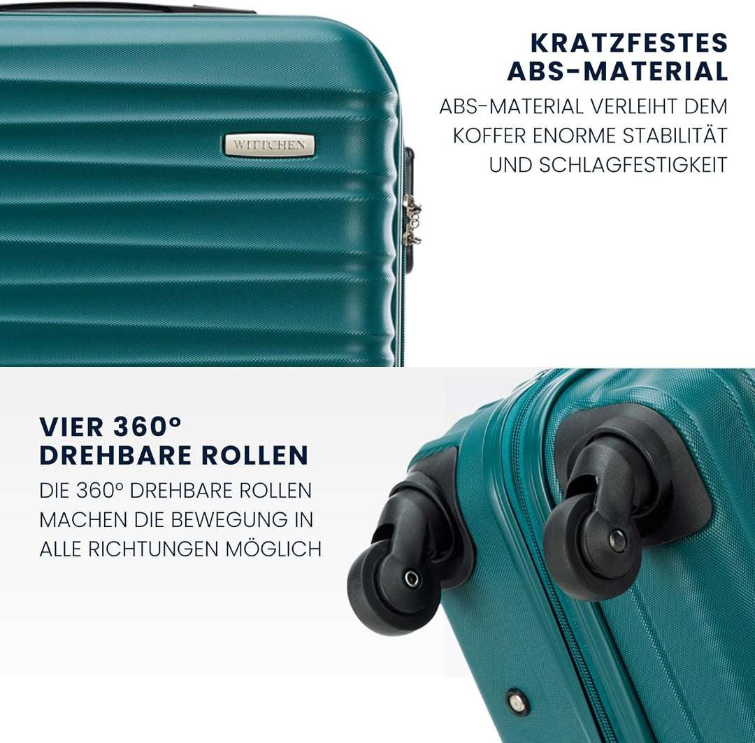 WITTCHEN Reisekoffer 3er Koffer-Set Rollkoffer Trolley Handgepäck Reisekofferset Gepäckset Hartschal