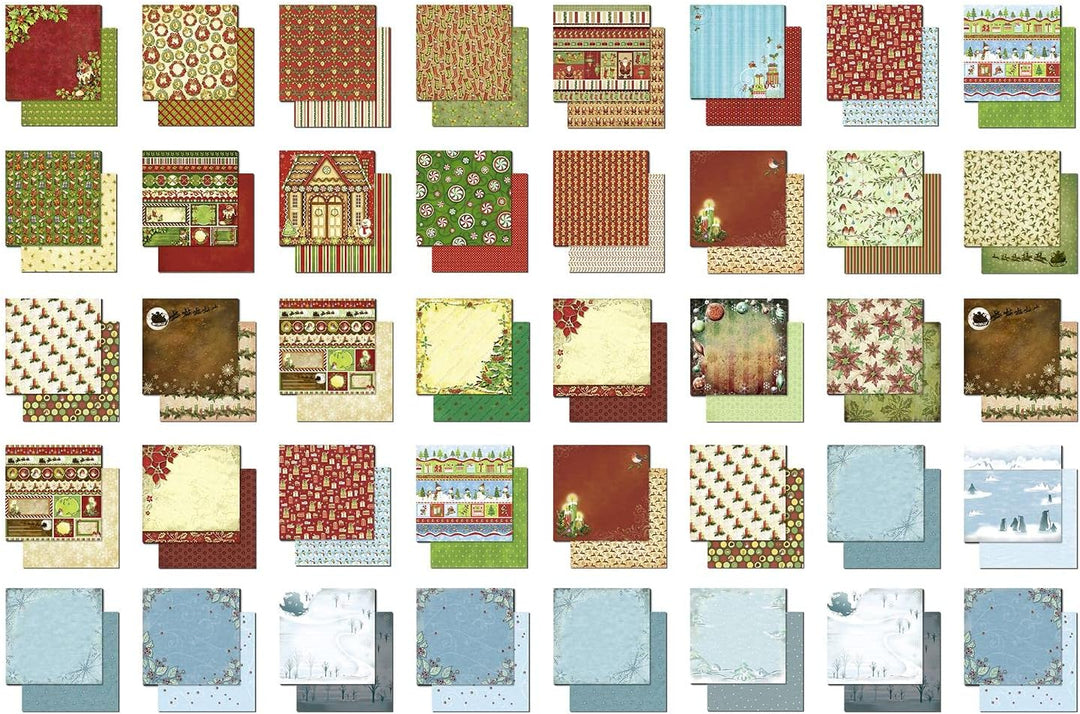 Ursus 71900099 - Glitter Design-Papier "X-Mas", Mix mit 40 Blatt beidseitig bedrucktem Motiv-Papier,
