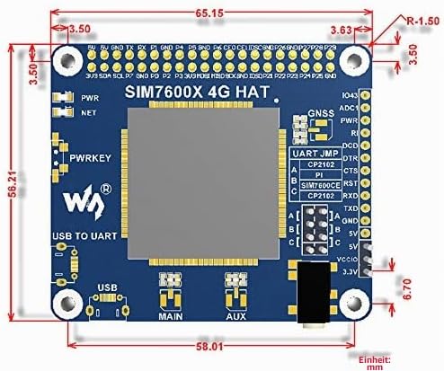 coolwell 4G/3G/2G/GSM/GPRS/GNSS Hat Based SIM7600E-H for Raspberry Pi/Jetson Nano Support LTE CAT4 f