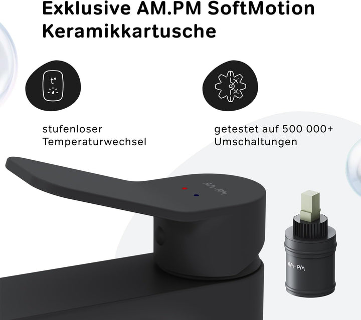 AM.PM X-Joy FXA82122 Wassersparende Einhebel-Waschtischarmatur, kratzfester Wasserhahn, leicht zu re