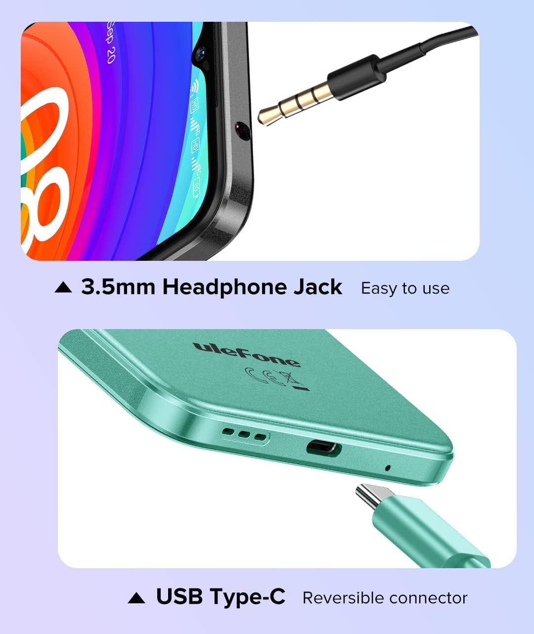 Ulefone Android 12 4G Smartphone ohne Vertrag Note 14, 3-Karten-Steckplatz, Helio A22 Quad Core 3GB+
