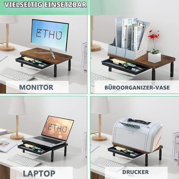 ETHU Dual-Monitor-Ständer, Doppelmonitor-Riser für Länge und Winkel verstellbarer Desktop-Monitor-Re