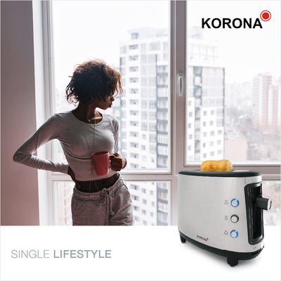 Korona 21304 Single-Toaster Ein-Scheiben-Toaster Hochwertiges Edelstahlgehäuse Brötchenaufsatz Krüme