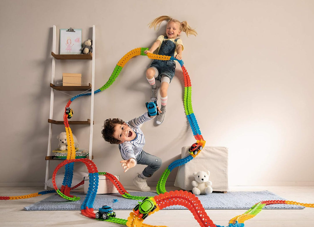 Smoby – FleXtreme Schienen-Erweiterung – 72 Schienen für Flextreme Starter-Set, Rennbahn für Autos,