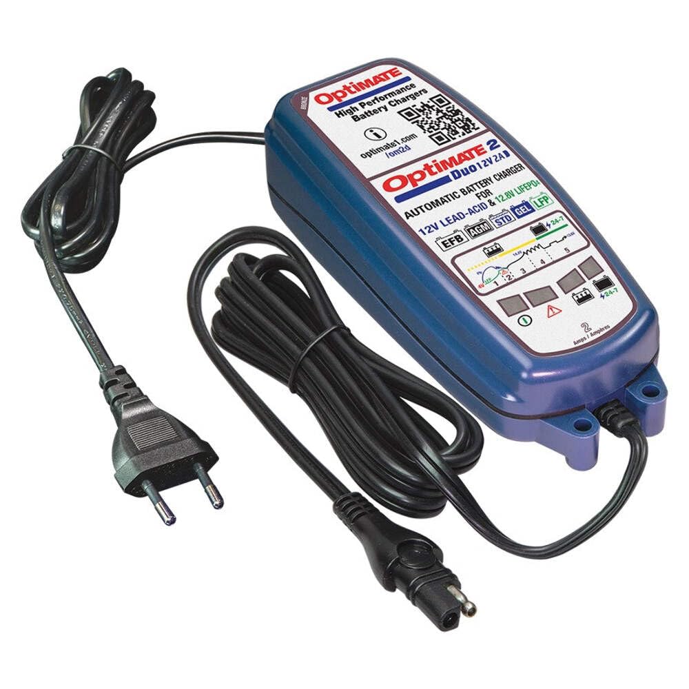 Optimate 2 DUO - 5-stufiges 12V/12,8V 2A Batterielade- und Wartungsgerät, Blau