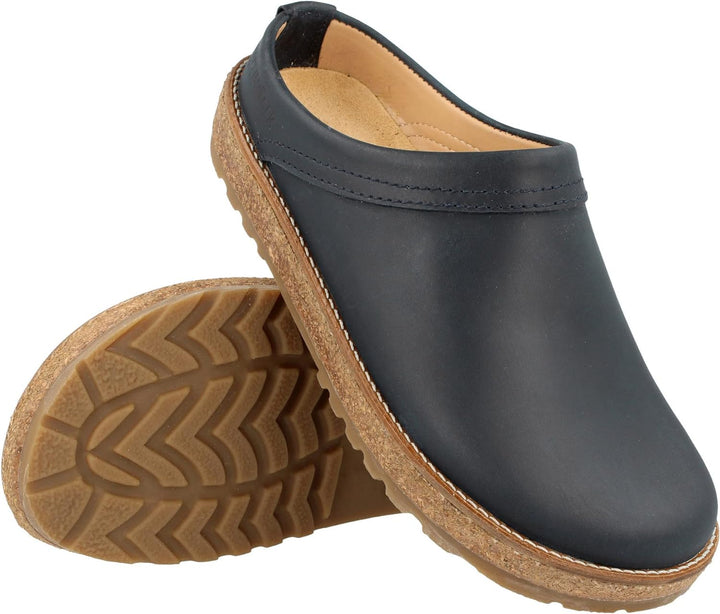 HAFLINGER Travel-Classic Eleganter Clog aus Leder mit Gummisohle (Navy 749), Gr. 36