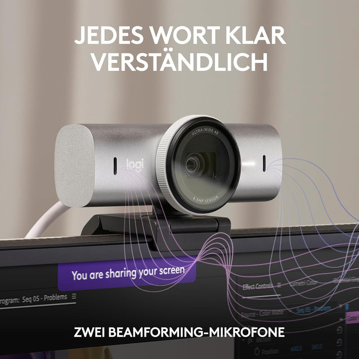 Logitech MX Brio Ultra HD 4K Collaboration and Streaming Webcam, 1080p at 60 FPS, Dual Noise Reducin