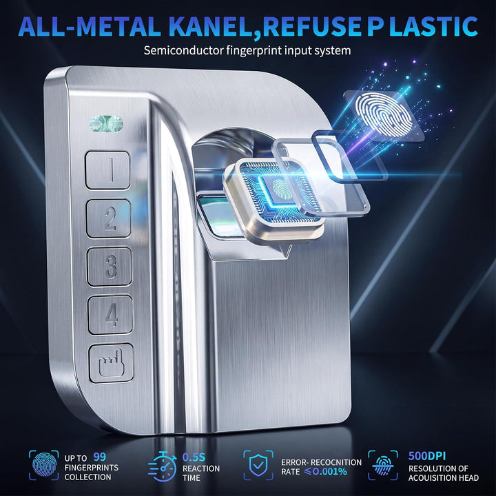 WASJOYE 103L Grosser Fingerabdruck Tresor für Zuhause, Safe mit Feuerfeste Schublade, Biometrischer