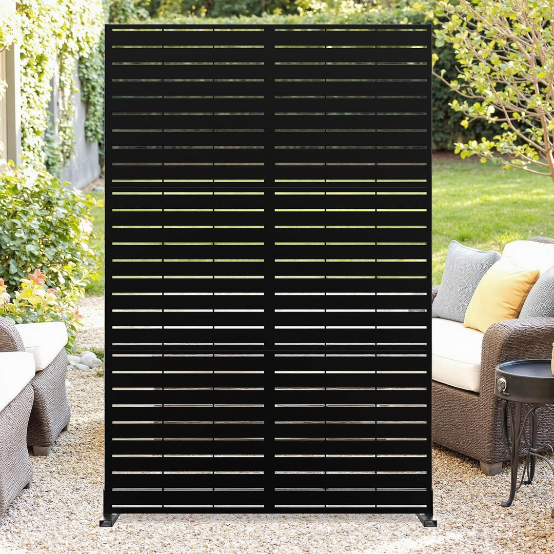 GarveeTech Paravent Outdoor, 120x180cm Freistehender Sichtschutz aus Stahl, Windschutz für Terrasse