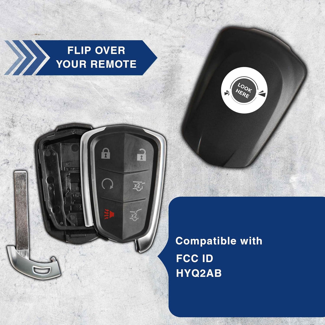 Remote Key Fob Shell Insert Case Replacement for Cadillac Escalade HYQ2AB 6btn One, One