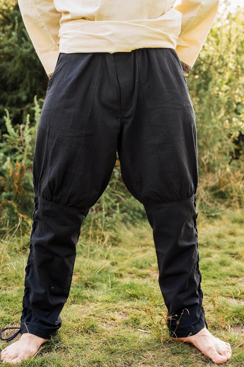 Leonardo Carbone Hose mit Beinschnürung Männer Hose schwarz XL 100% Baumwolle Kostüme, Mittelalter