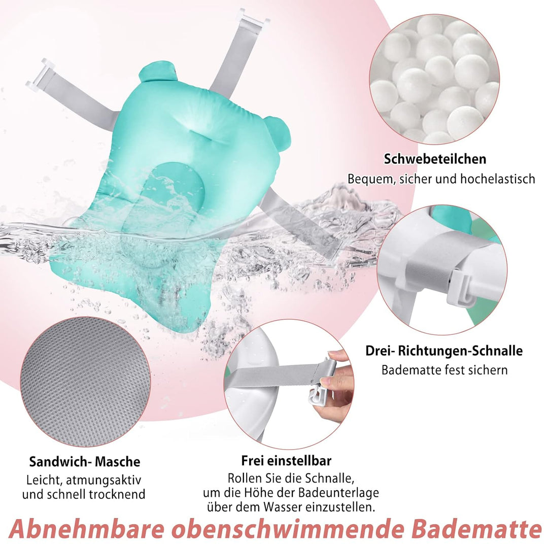 UISEBRT Faltbare Baby Badewanne Babywanne Kinderbadewanne Baby-Duschwanne mit Ergonomischem Badekiss