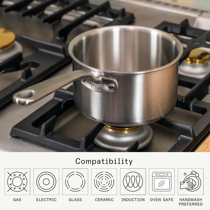 Made In Cookware – 3,79 l Edelstahltopf mit Deckel – 5-lagiger Sossentopf mit Edelstahlbeschichtung