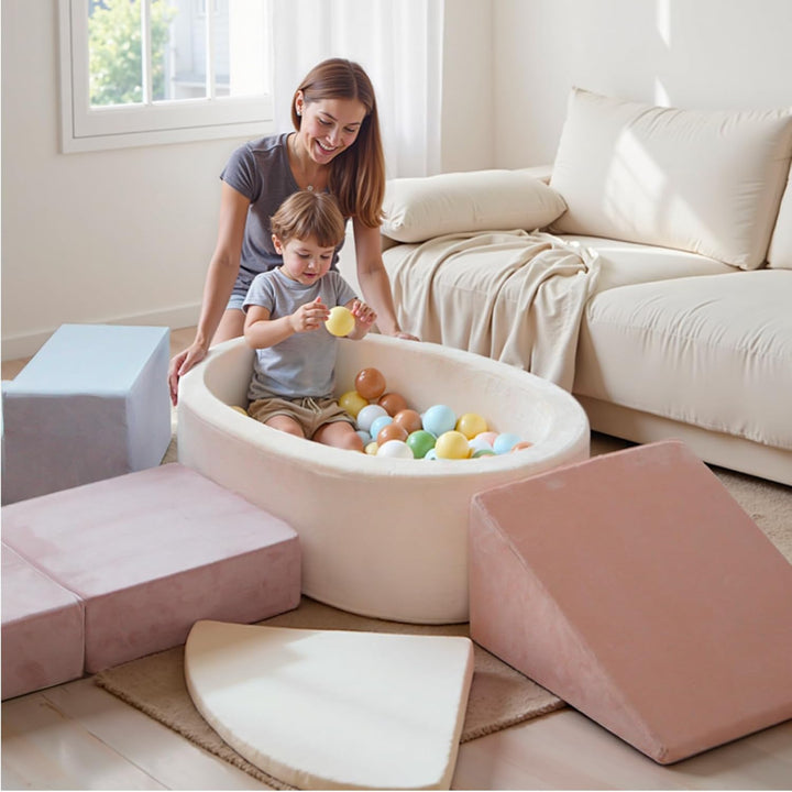 BanaSuper Schaumstoff-Kletterblöcke für Kinder, Baby Schaumstoff Bausteine XXL mit Bällebad, Kletter