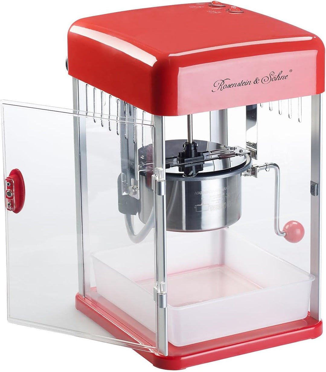 Rosenstein & Söhne Popcorn-Maker: Profi-Retro-Popcorn-Maschine "Cine", Edelstahl-Topf im 50er-Stil,