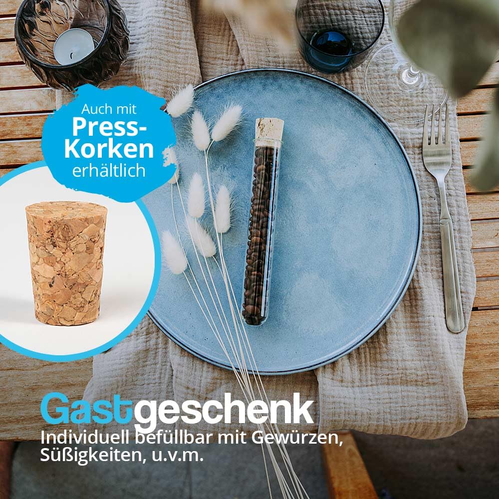 Tuuters 25x Glas Reagenzgläser mit Korken, Reagenzglas mit Bördelrand (160 x Ø 16mm) 160 x Ø 16mm Na