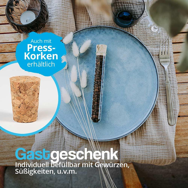 Tuuters 25x Glas Reagenzgläser mit Korken, Reagenzglas mit Bördelrand (160 x Ø 16mm) 160 x Ø 16mm Na